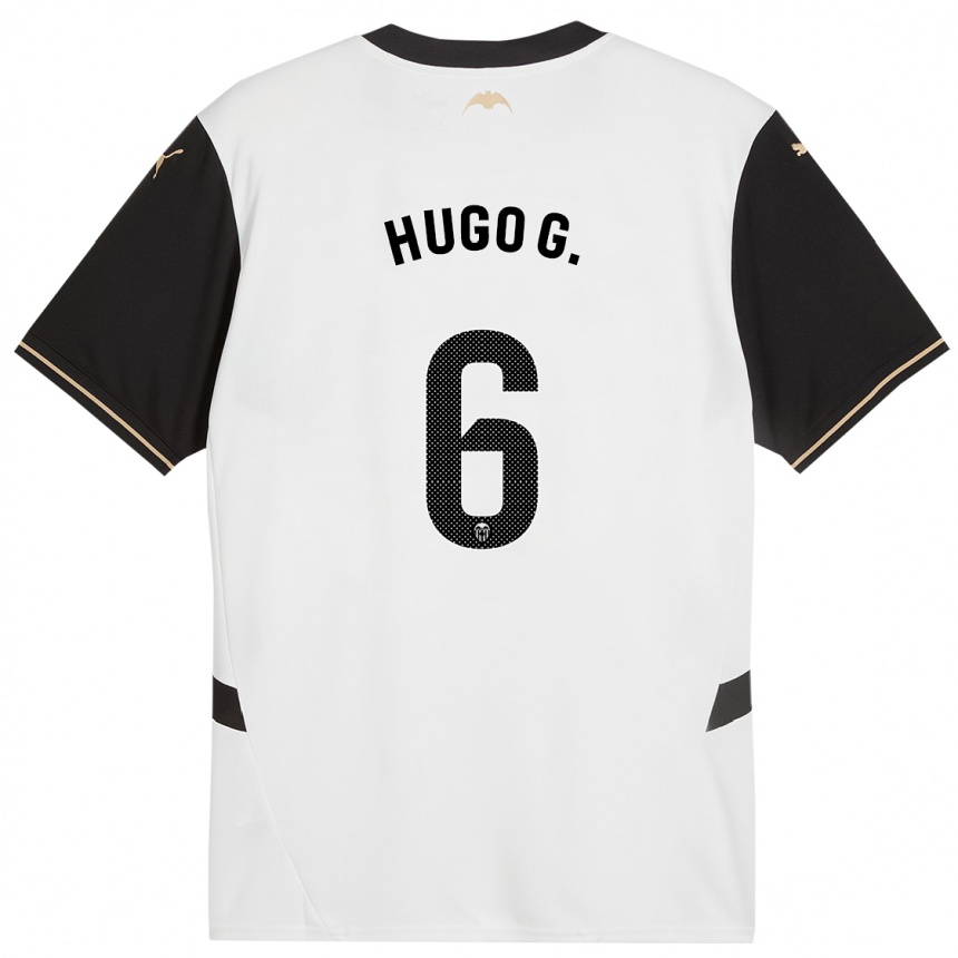 Kids Football Hugo Guillamón #6 White Black Home Jersey 2024/25 T-Shirt