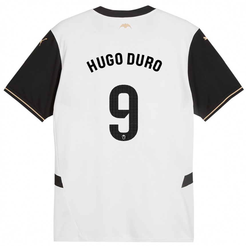 Kids Football Hugo Duro #9 White Black Home Jersey 2024/25 T-Shirt