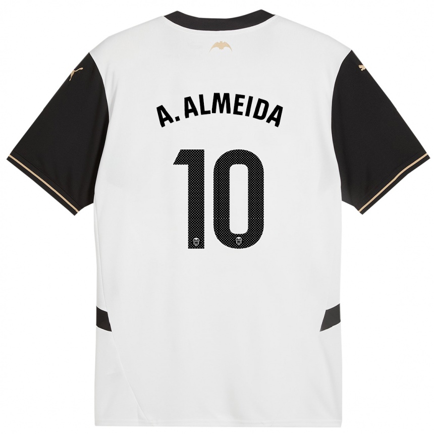 Kids Football André Almeida #10 White Black Home Jersey 2024/25 T-Shirt