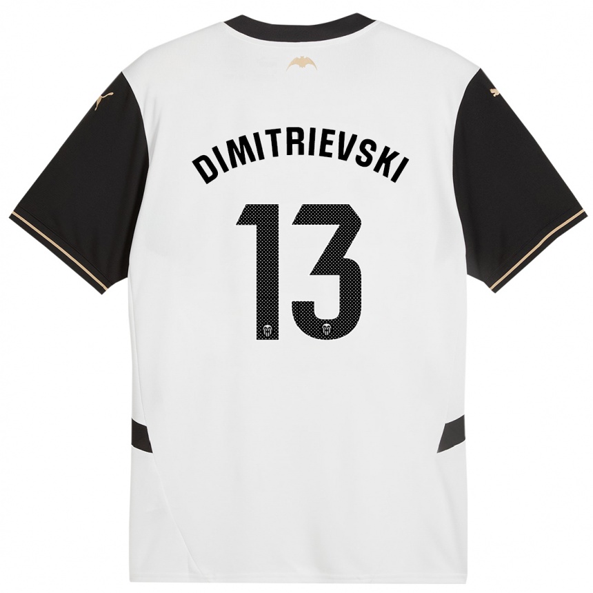 Kids Football Stole Dimitrievski #13 White Black Home Jersey 2024/25 T-Shirt