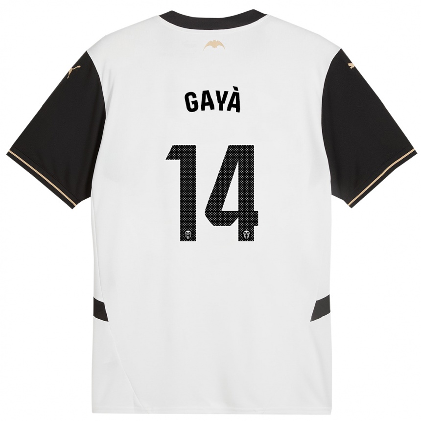 Kids Football José Gayà #14 White Black Home Jersey 2024/25 T-Shirt