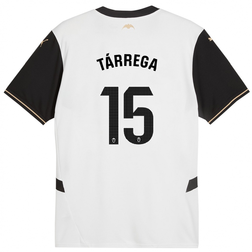 Kids Football César Tárrega #15 White Black Home Jersey 2024/25 T-Shirt