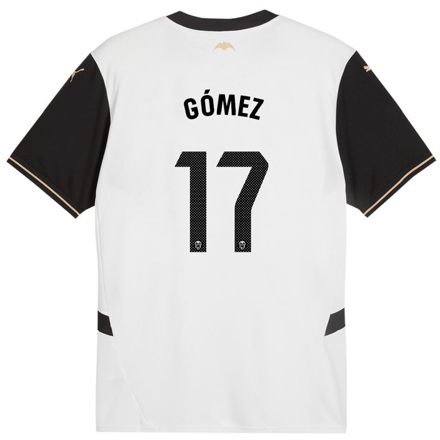 Kids Football Dani Gómez #17 White Black Home Jersey 2024/25 T-Shirt