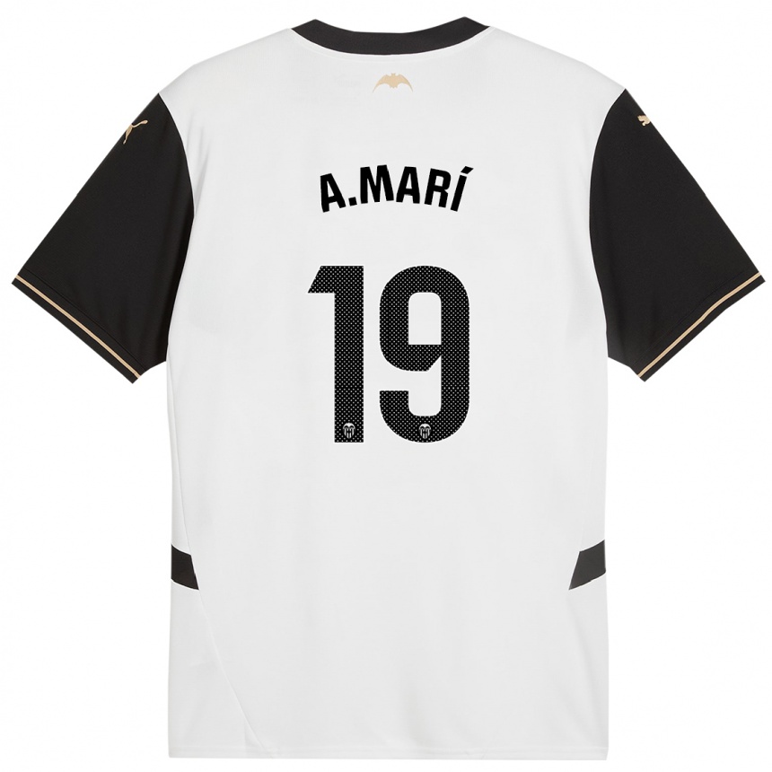 Kids Football Alberto Marí #19 White Black Home Jersey 2024/25 T-Shirt