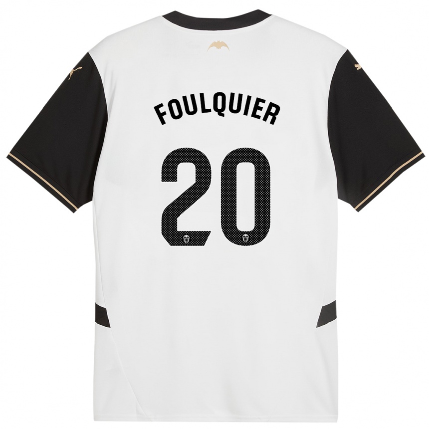 Kids Football Dimitri Foulquier #20 White Black Home Jersey 2024/25 T-Shirt