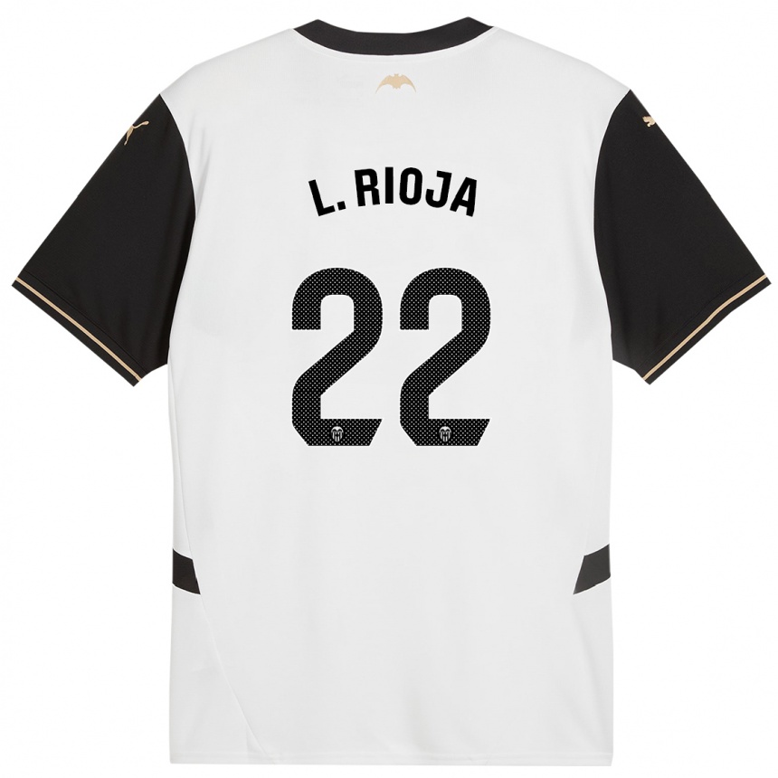 Kids Football Luis Rioja #22 White Black Home Jersey 2024/25 T-Shirt