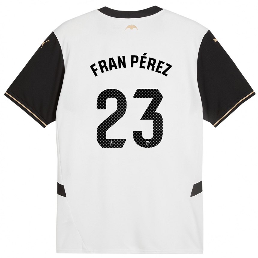 Kids Football Fran Pérez #23 White Black Home Jersey 2024/25 T-Shirt