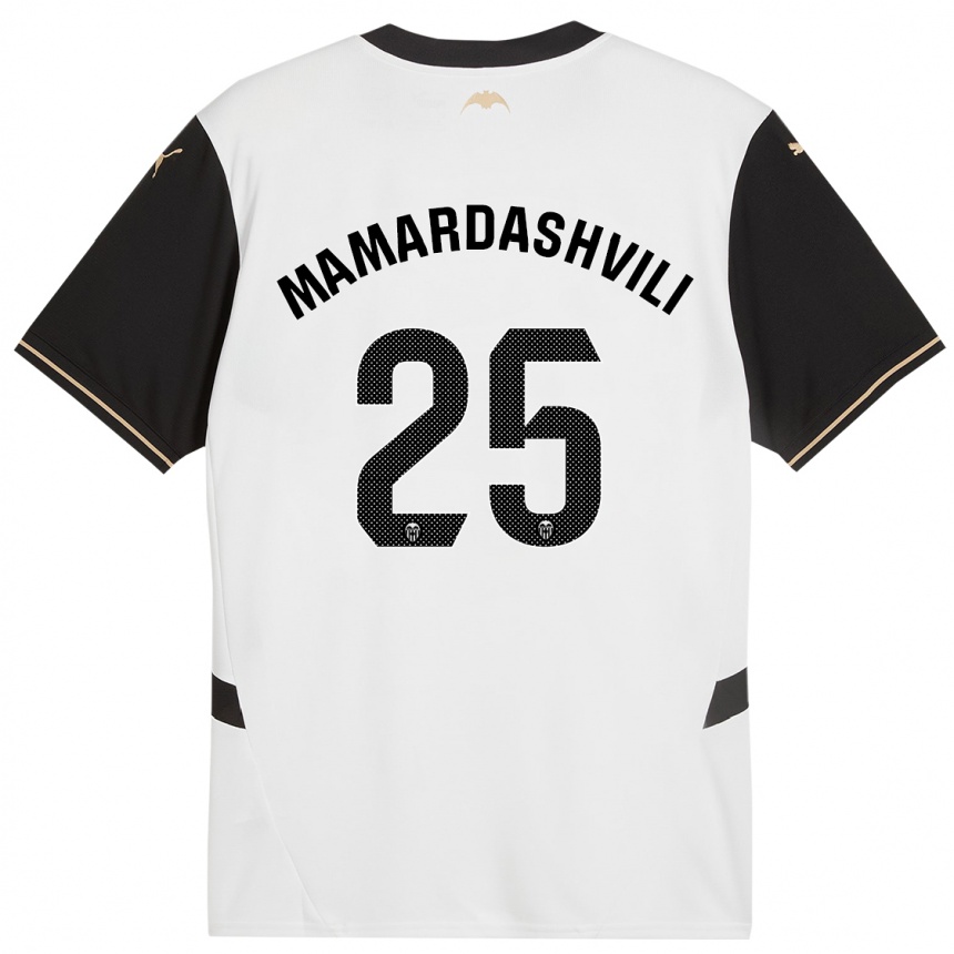 Kids Football Giorgi Mamardashvili #25 White Black Home Jersey 2024/25 T-Shirt