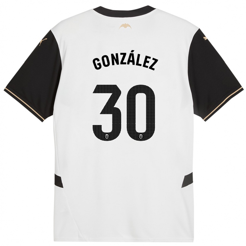 Kids Football Hugo González #30 White Black Home Jersey 2024/25 T-Shirt