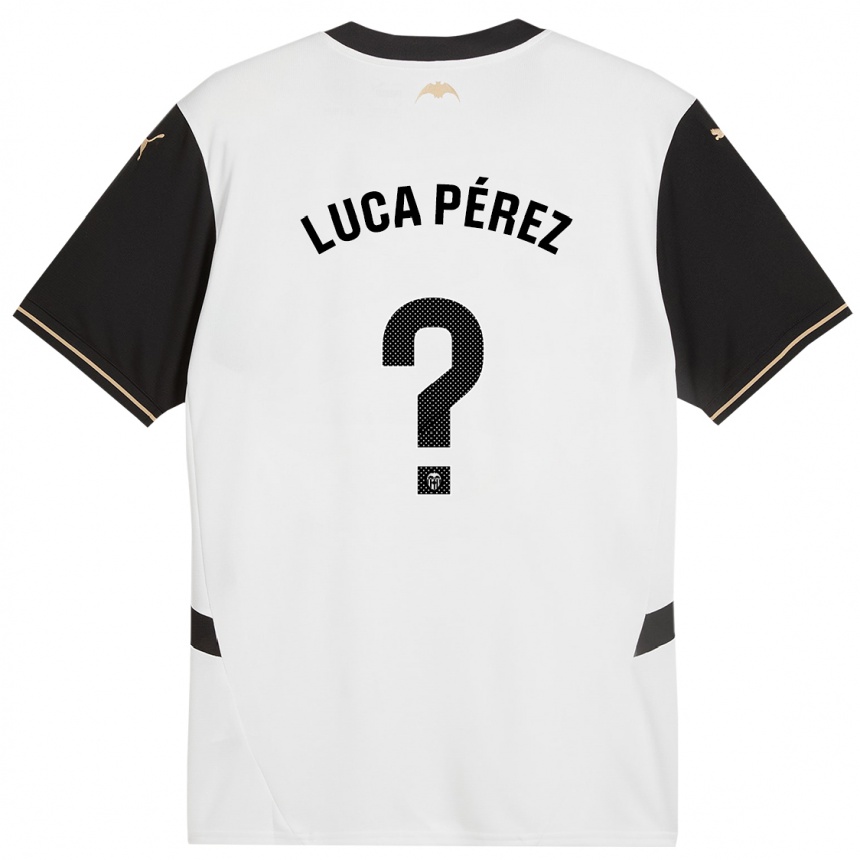 Kids Football Simón Luca Pérez #0 White Black Home Jersey 2024/25 T-Shirt