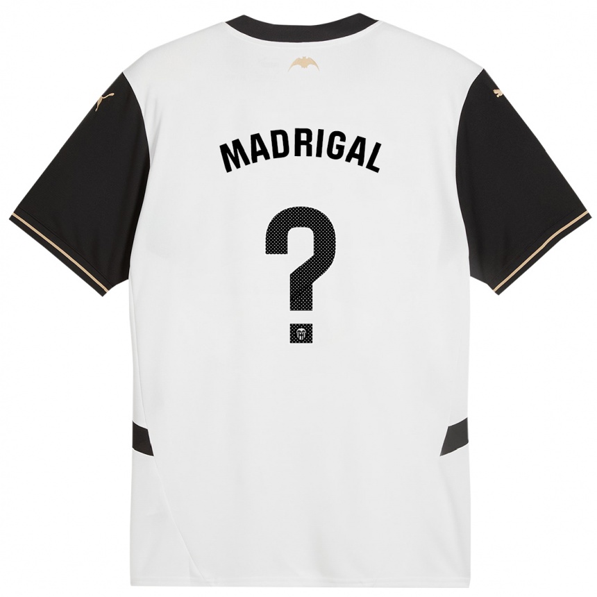 Kids Football Warren Madrigal #0 White Black Home Jersey 2024/25 T-Shirt