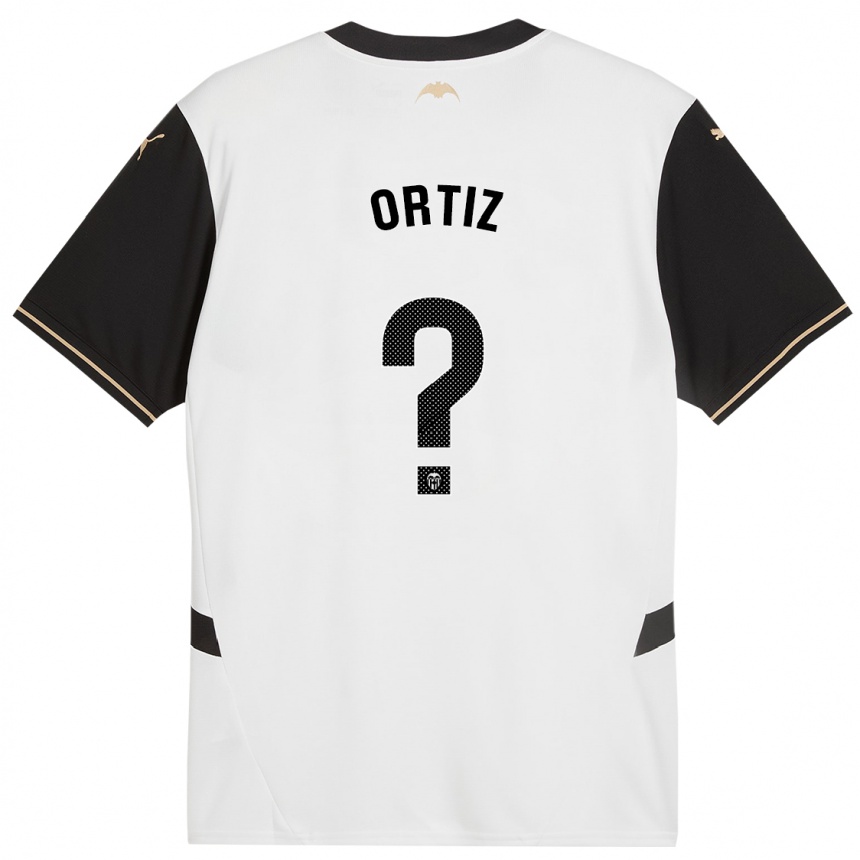 Kids Football Pablo Ortiz #0 White Black Home Jersey 2024/25 T-Shirt