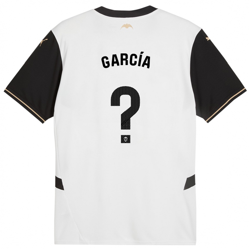 Kids Football Víctor García #0 White Black Home Jersey 2024/25 T-Shirt