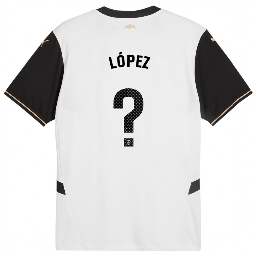 Kids Football Pablo López #0 White Black Home Jersey 2024/25 T-Shirt