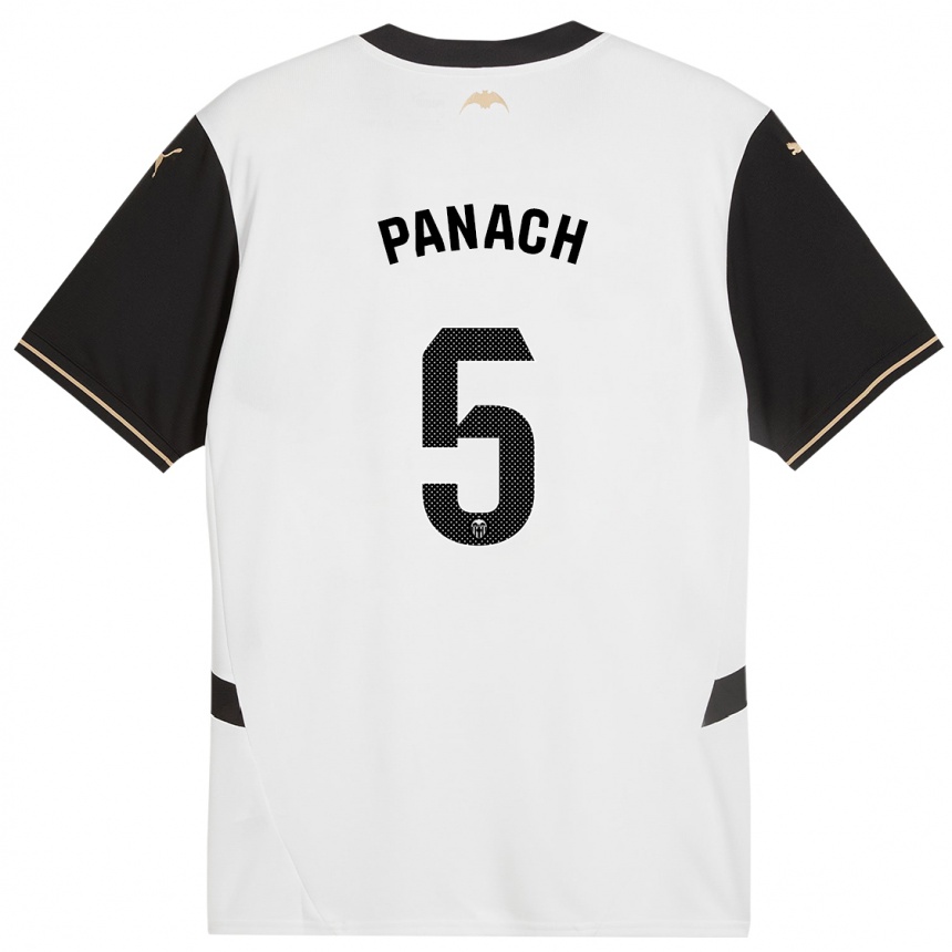 Kids Football Alejandro Panach #5 White Black Home Jersey 2024/25 T-Shirt