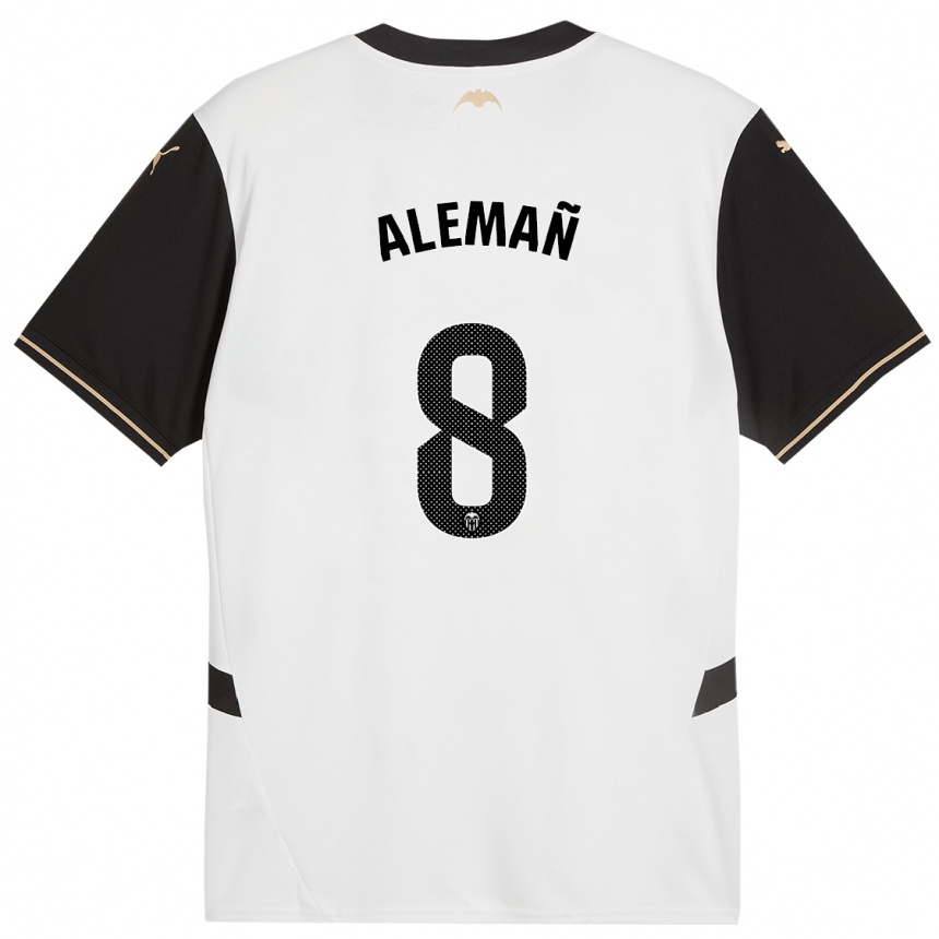 Kids Football Pedro Alemañ #8 White Black Home Jersey 2024/25 T-Shirt