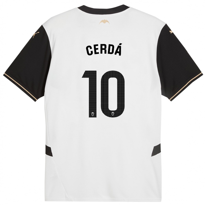 Kids Football Alex Cerdá #10 White Black Home Jersey 2024/25 T-Shirt