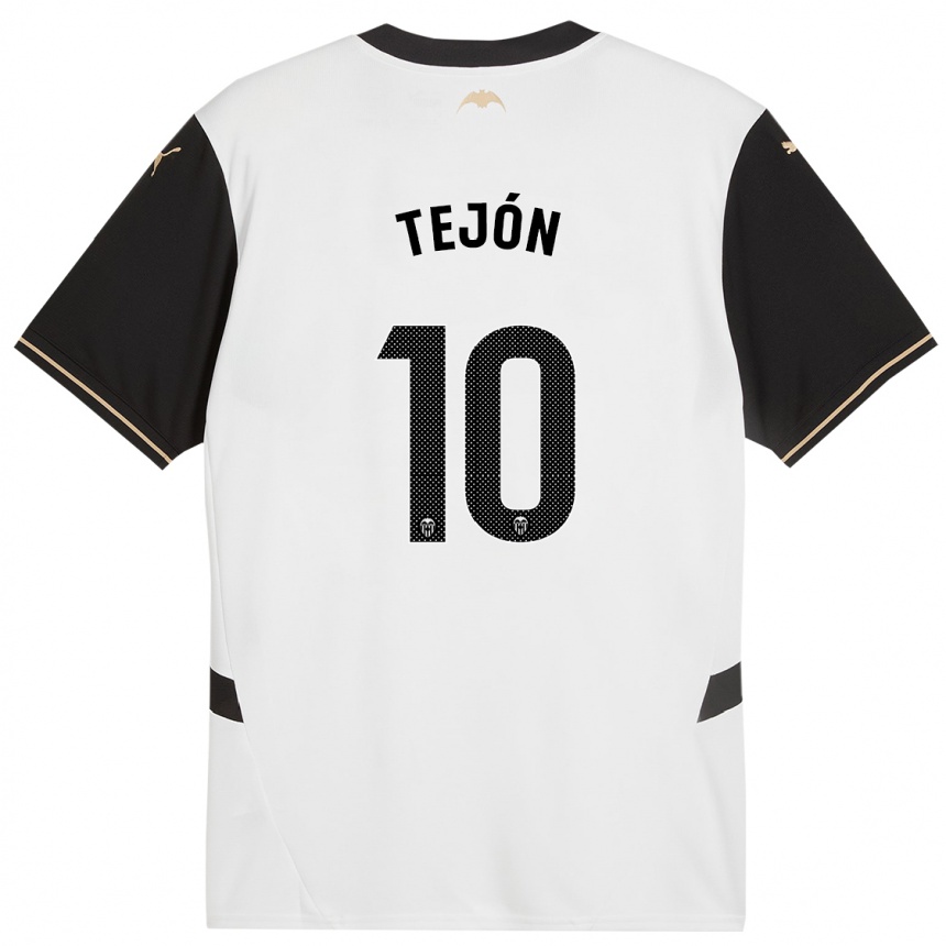 Kids Football Martín Tejón #10 White Black Home Jersey 2024/25 T-Shirt