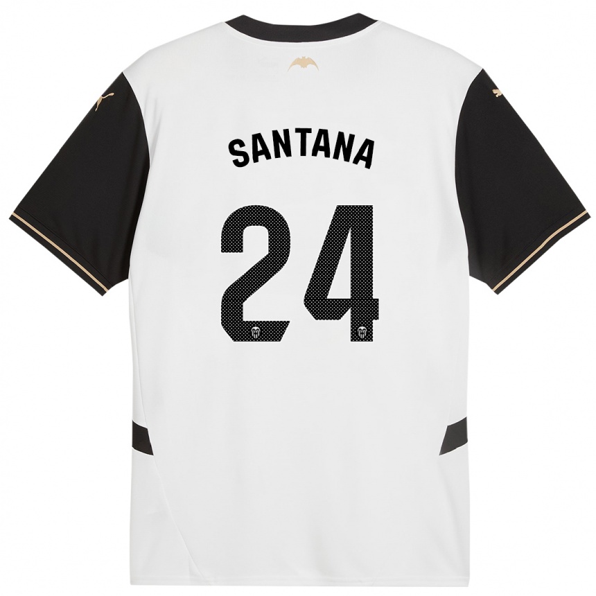 Kids Football Ismael Santana #24 White Black Home Jersey 2024/25 T-Shirt