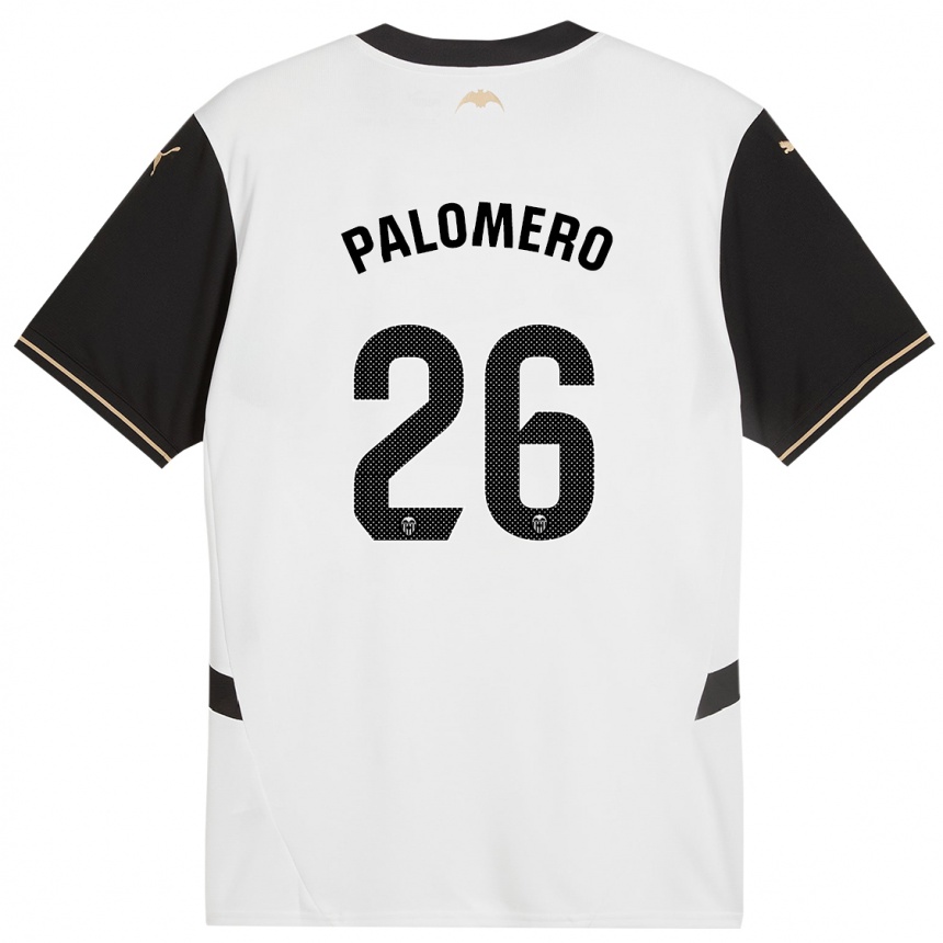 Kids Football Marc Palomero #26 White Black Home Jersey 2024/25 T-Shirt