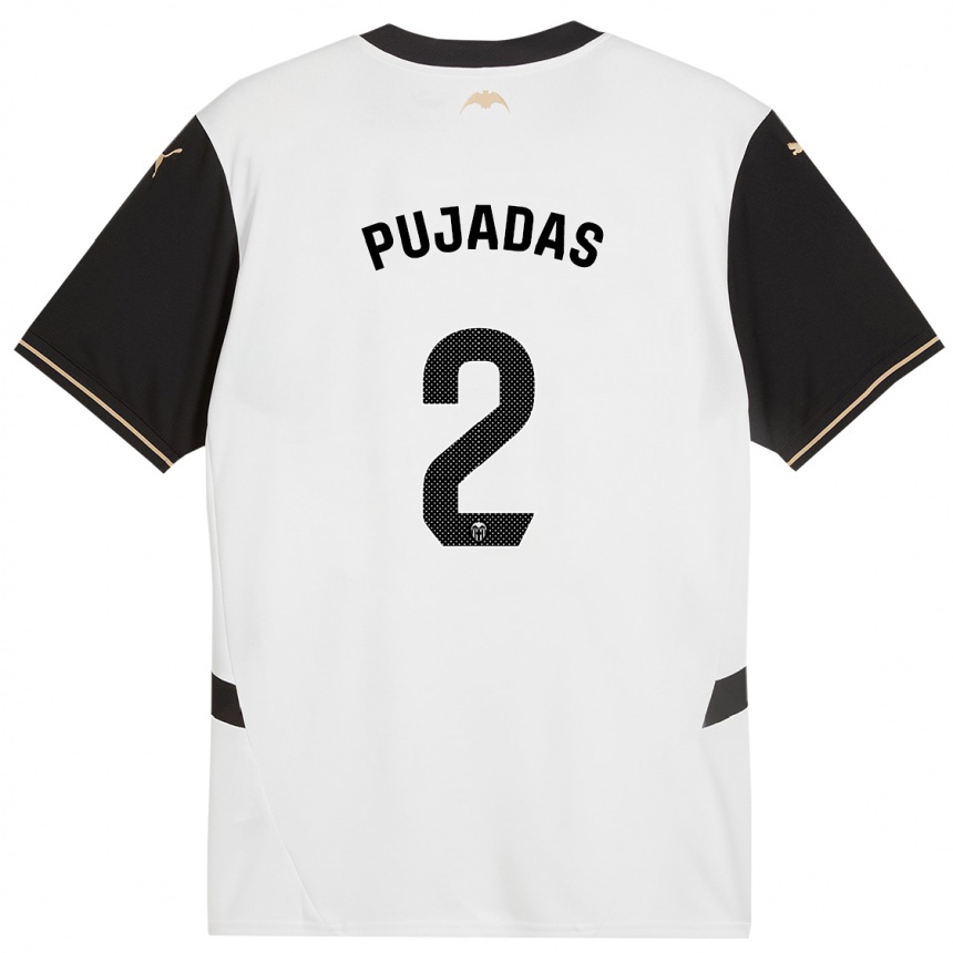 Kids Football Berta Pujadas #2 White Black Home Jersey 2024/25 T-Shirt