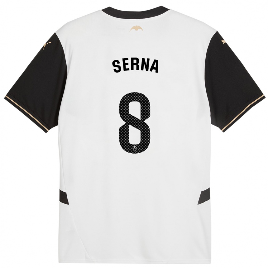 Kids Football Liced Serna #8 White Black Home Jersey 2024/25 T-Shirt