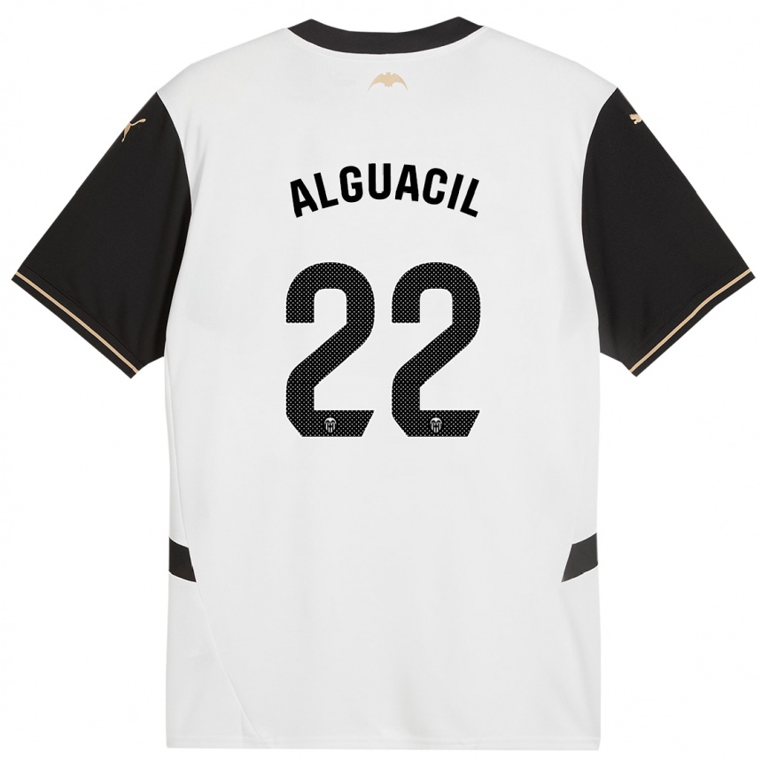 Kids Football Ainhoa Alguacil #22 White Black Home Jersey 2024/25 T-Shirt