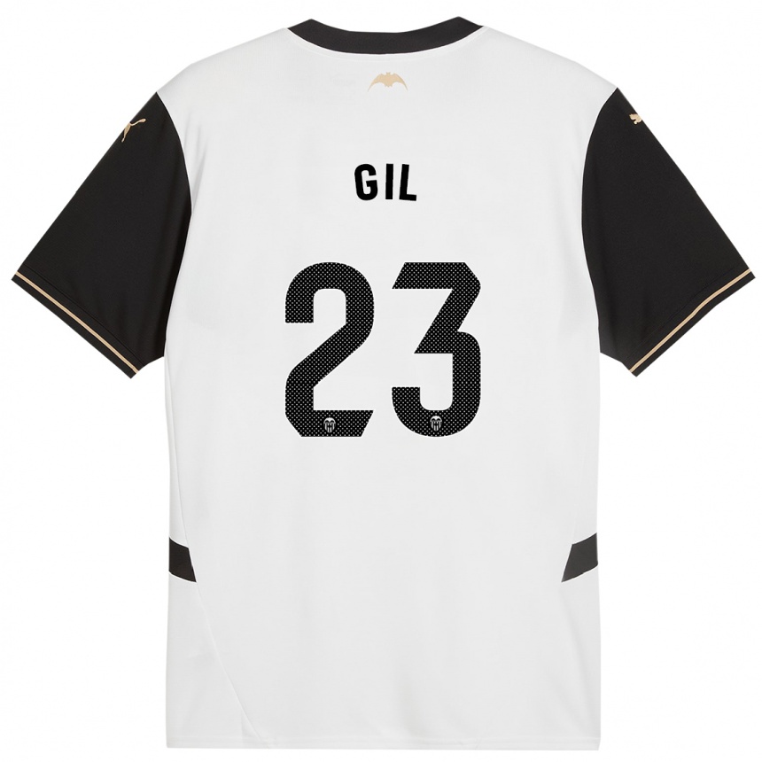 Kids Football Elena Gil #23 White Black Home Jersey 2024/25 T-Shirt