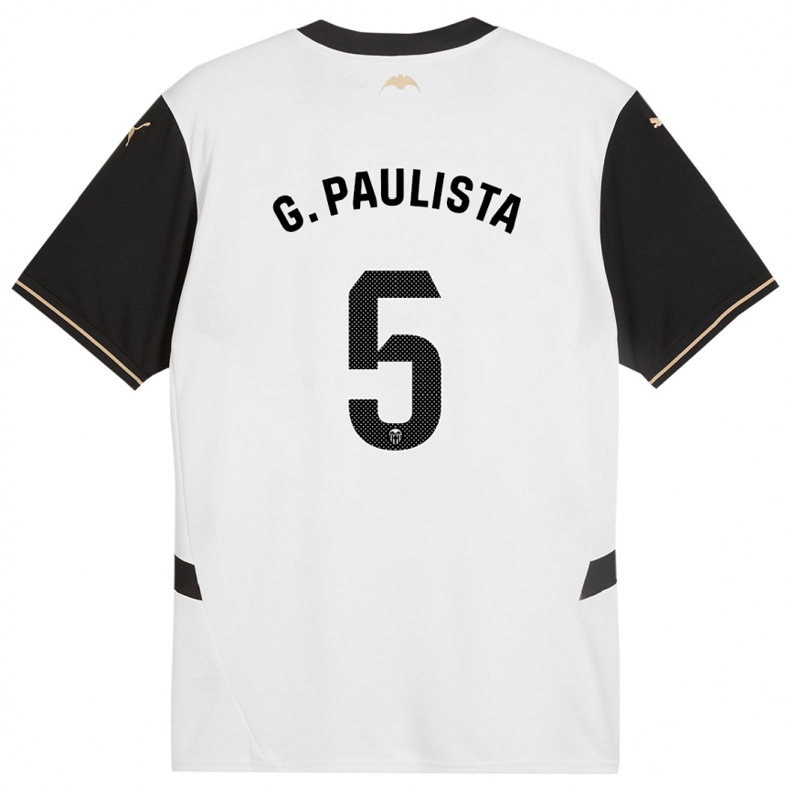 Kids Football Gabriel Paulista #5 White Black Home Jersey 2024/25 T-Shirt