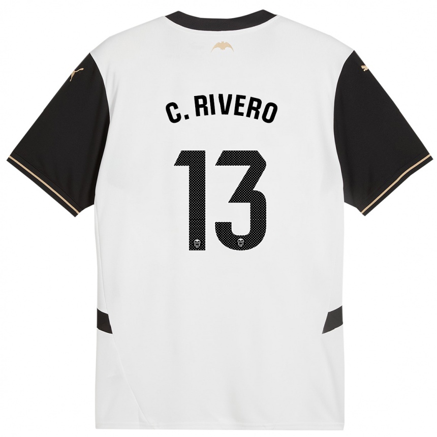 Kids Football Cristian Rivero #13 White Black Home Jersey 2024/25 T-Shirt