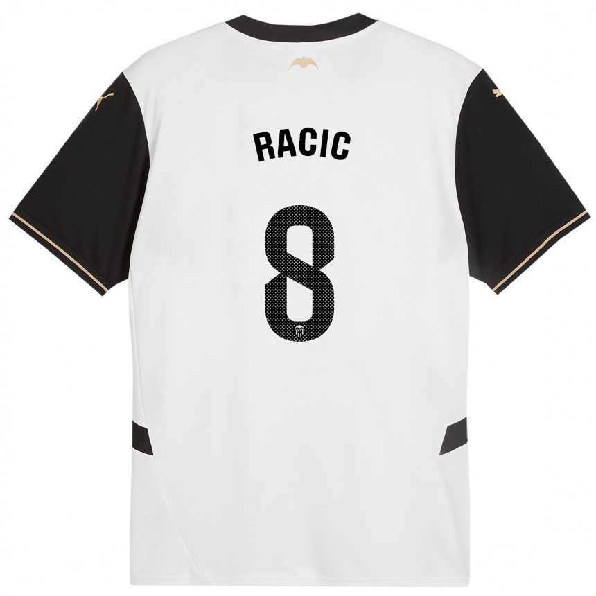 Kids Football Uros Racic #8 White Black Home Jersey 2024/25 T-Shirt