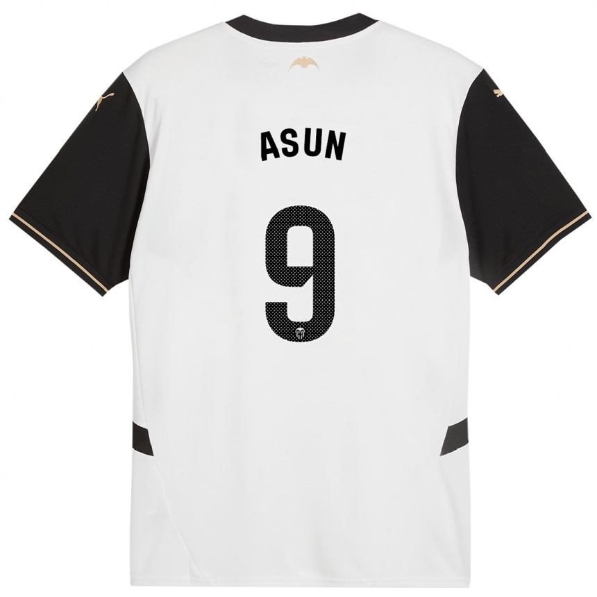 Kids Football Asun #9 White Black Home Jersey 2024/25 T-Shirt