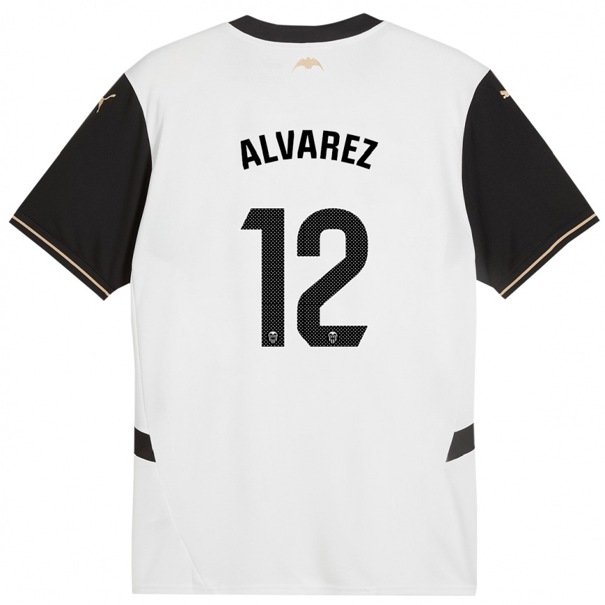 Kids Football Sofia Alvarez #12 White Black Home Jersey 2024/25 T-Shirt