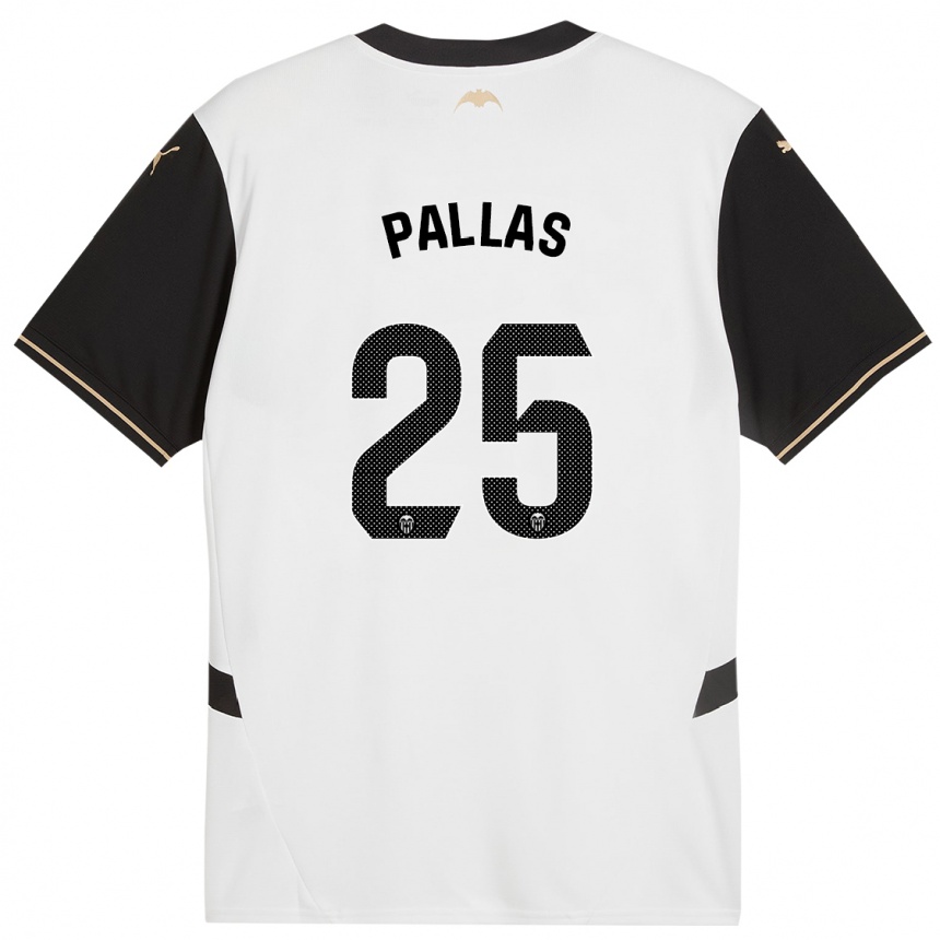 Kids Football Nerea Pallas #25 White Black Home Jersey 2024/25 T-Shirt