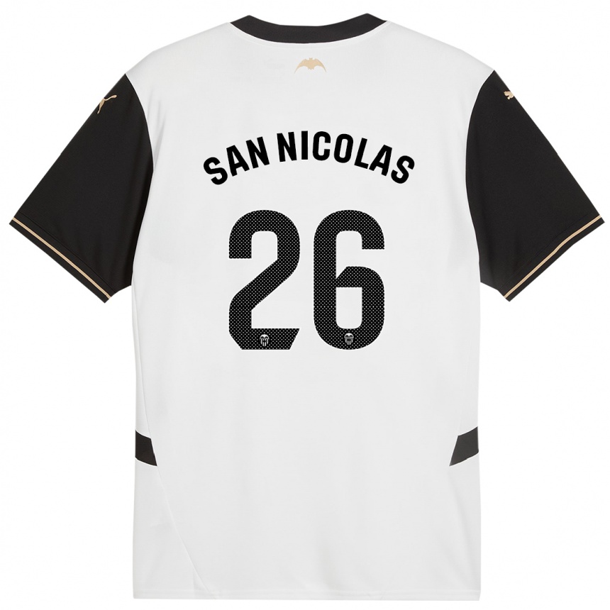 Kids Football Olga San Nicolas #26 White Black Home Jersey 2024/25 T-Shirt