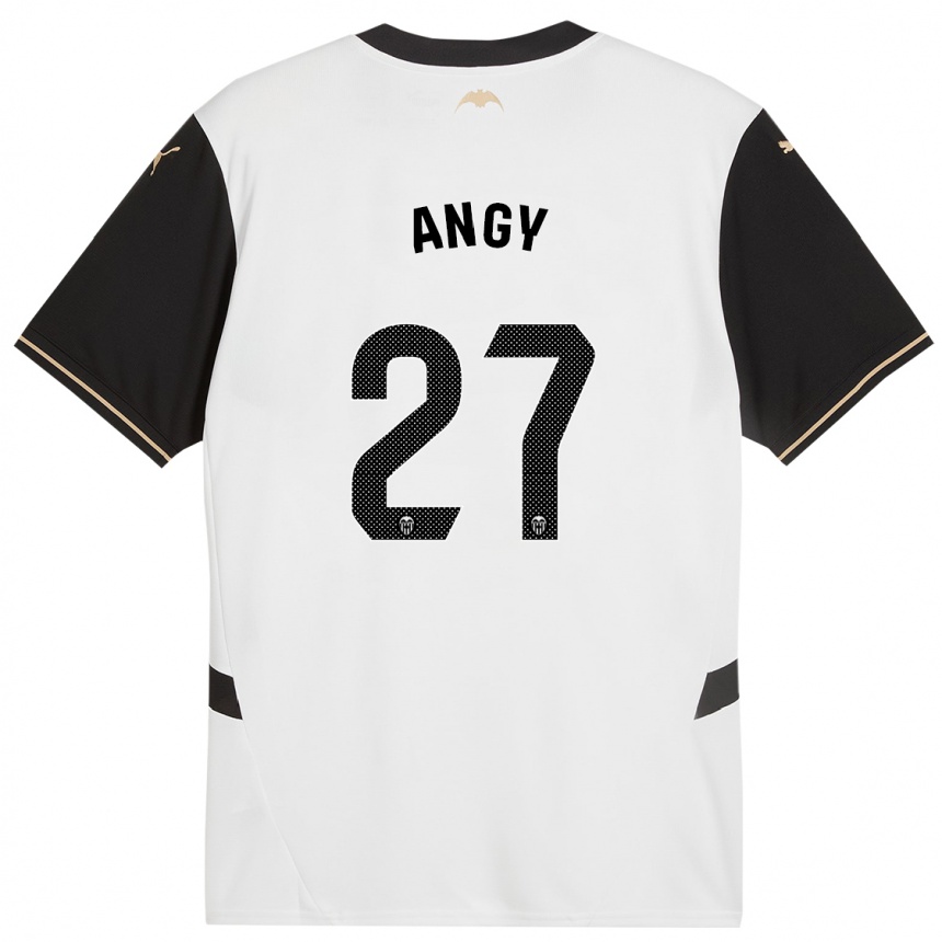 Kids Football Angy #27 White Black Home Jersey 2024/25 T-Shirt