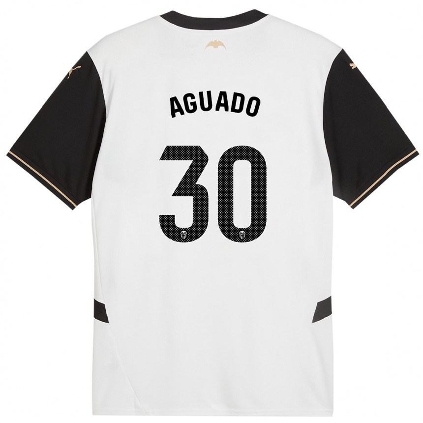 Kids Football Julia Aguado #30 White Black Home Jersey 2024/25 T-Shirt