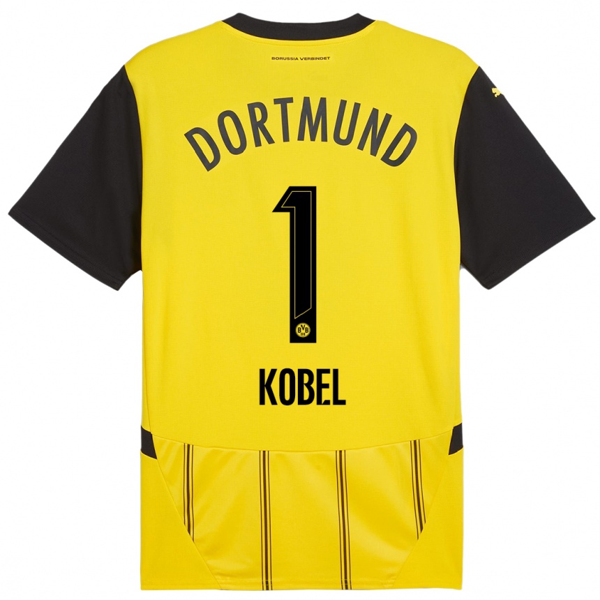 Kids Football Gregor Kobel #1 Yellow Black Home Jersey 2024/25 T-Shirt