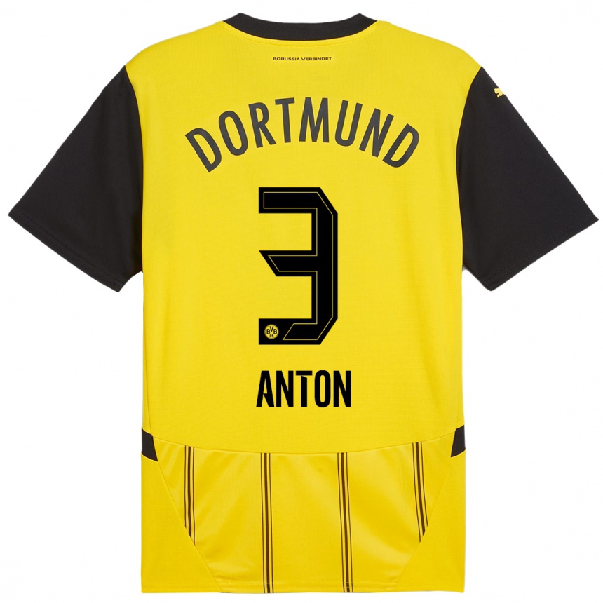 Kids Football Waldemar Anton #3 Yellow Black Home Jersey 2024/25 T-Shirt