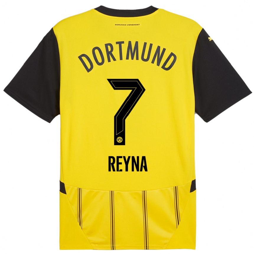 Kids Football Giovanni Reyna #7 Yellow Black Home Jersey 2024/25 T-Shirt