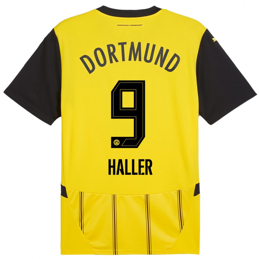 Kids Football Sebastien Haller #9 Yellow Black Home Jersey 2024/25 T-Shirt