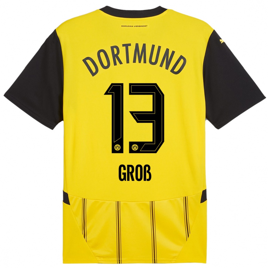 Kids Football Pascal Groß #13 Yellow Black Home Jersey 2024/25 T-Shirt