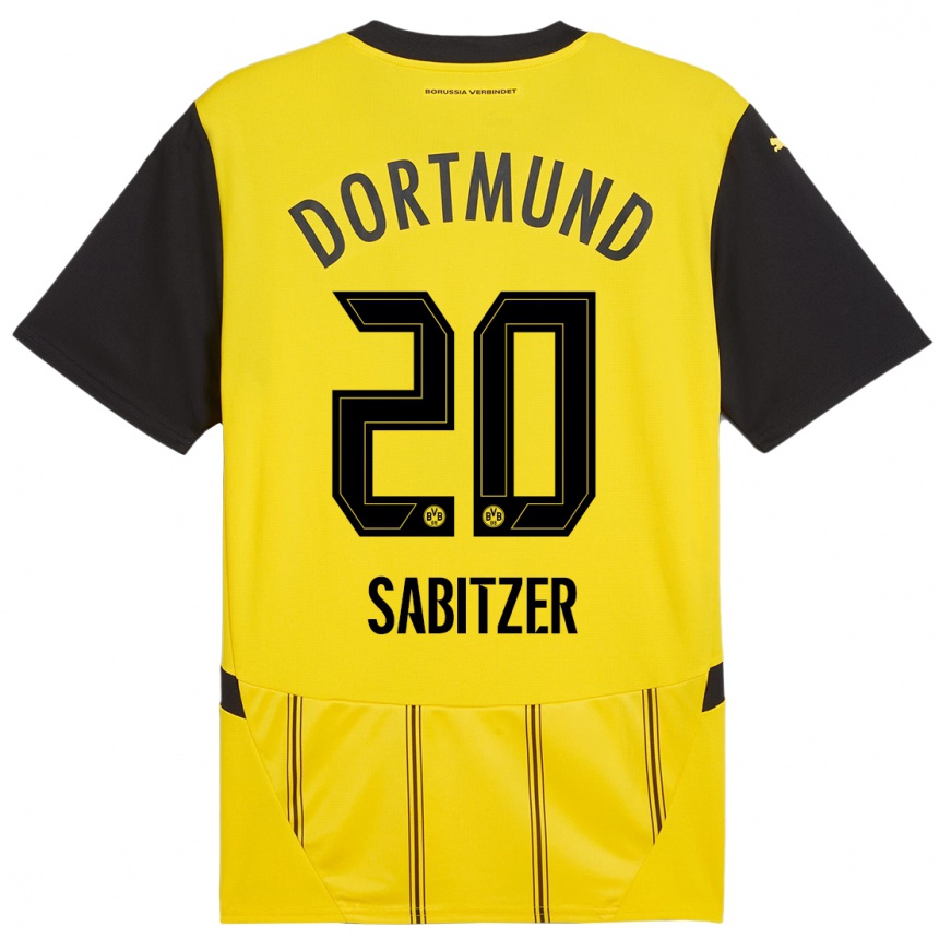 Kids Football Marcel Sabitzer #20 Yellow Black Home Jersey 2024/25 T-Shirt