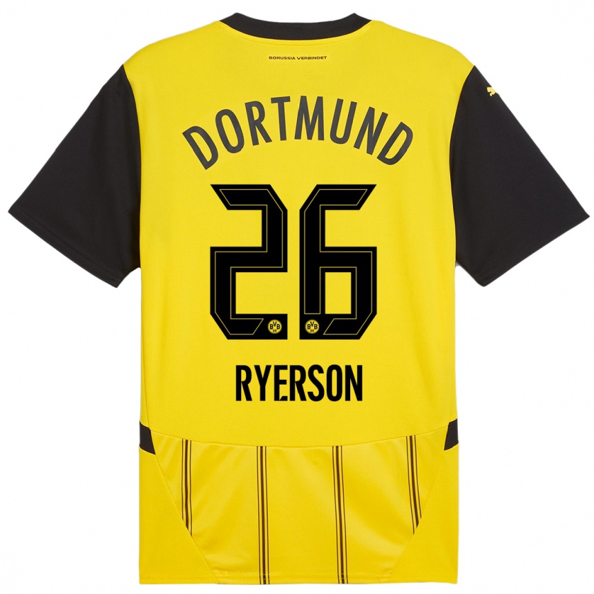 Kids Football Julian Ryerson #26 Yellow Black Home Jersey 2024/25 T-Shirt