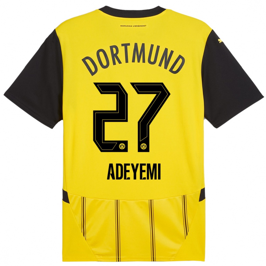 Kids Football Karim Adeyemi #27 Yellow Black Home Jersey 2024/25 T-Shirt