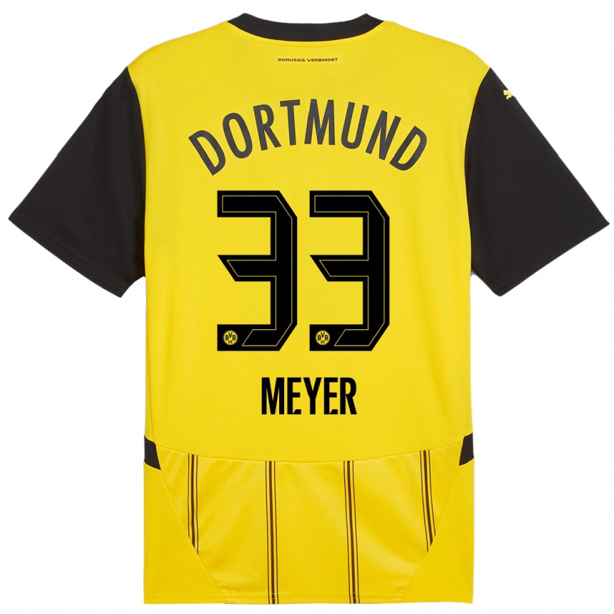 Kids Football Alexander Meyer #33 Yellow Black Home Jersey 2024/25 T-Shirt