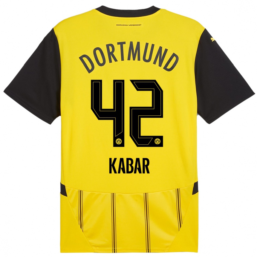 Kids Football Almugera Kabar #42 Yellow Black Home Jersey 2024/25 T-Shirt