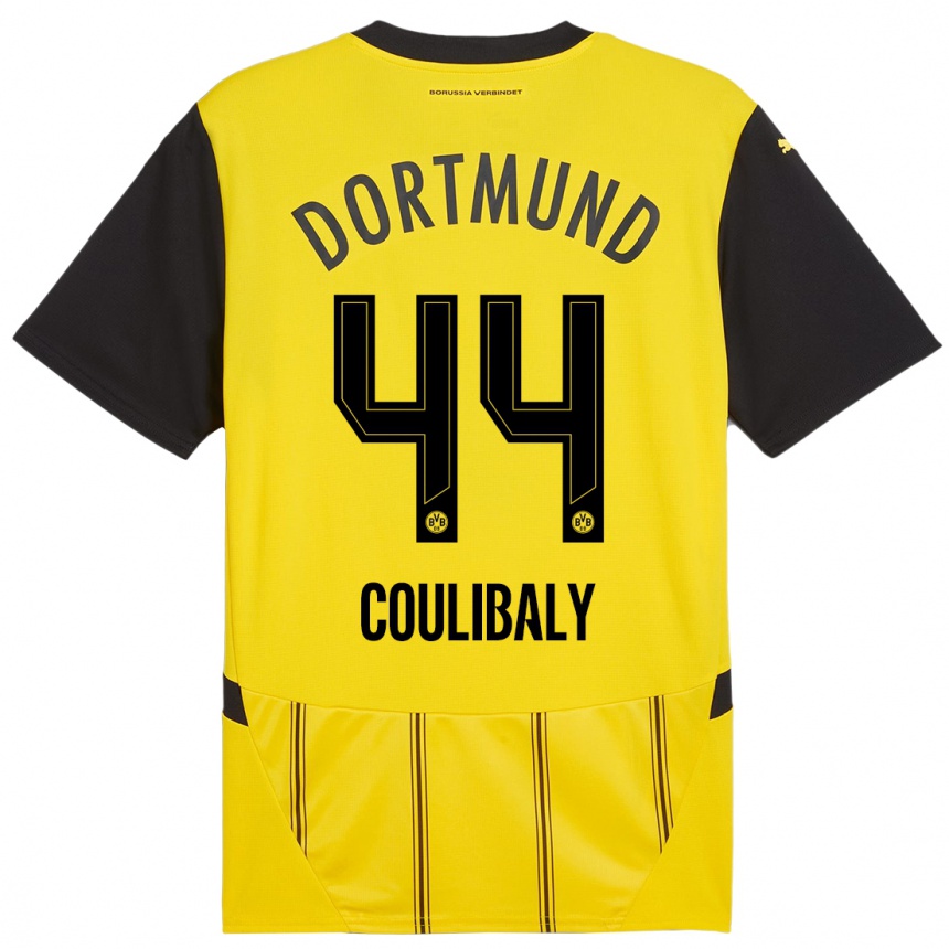 Kids Football Soumaila Coulibaly #44 Yellow Black Home Jersey 2024/25 T-Shirt