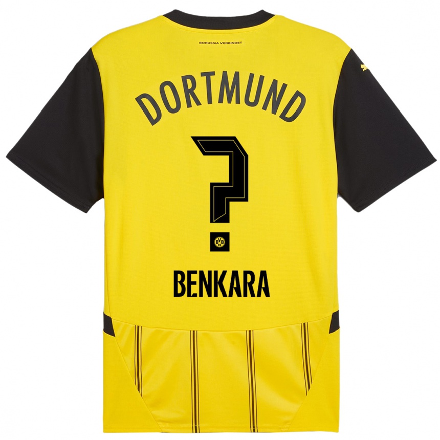 Kids Football Elias Benkara #0 Yellow Black Home Jersey 2024/25 T-Shirt