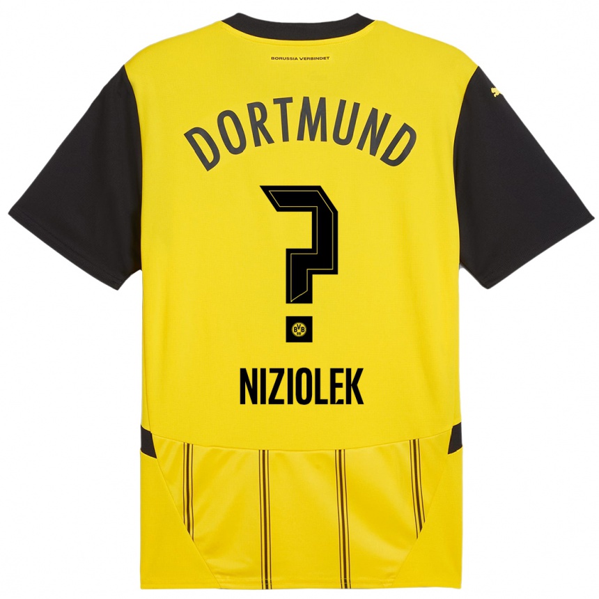 Kids Football Alex Niziolek #0 Yellow Black Home Jersey 2024/25 T-Shirt